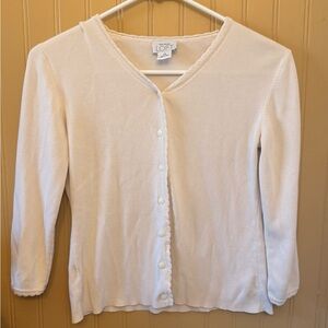 LOFT Cream Silk Cardigan